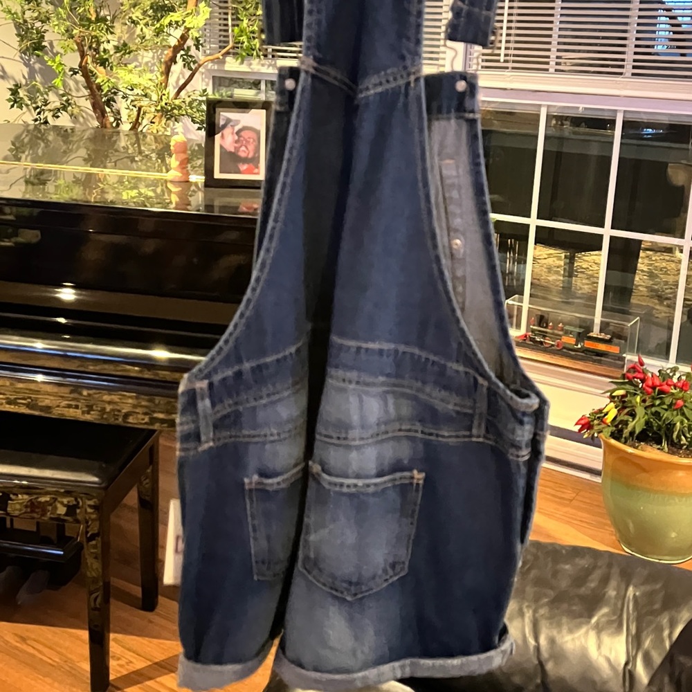 Overall shorts. Never worn. Still has tags.